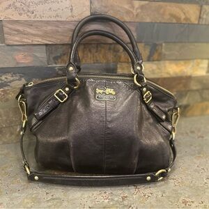 Vintage Coach Madison Sophia Satchel Black With Gold-Tone Hardware Purse Handbag